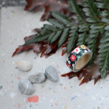 látkopáska nuno deco "black flowers" 15 mm x 1,2 m